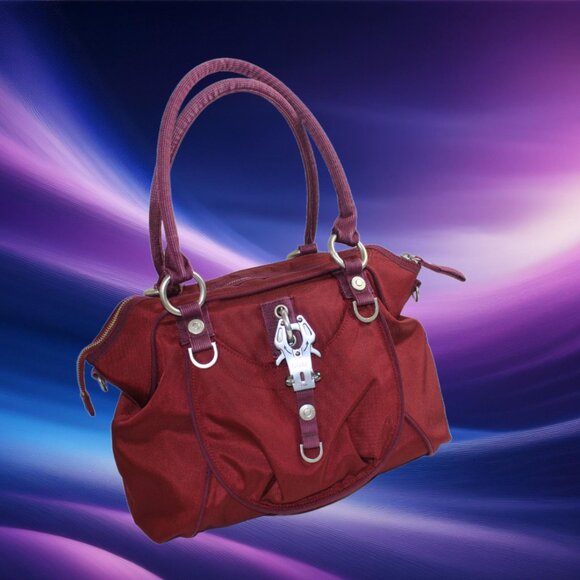 George Gina & Lucy All Sm; Les Maroon Plum Canvas Nylon RFID Satchel - Picture 11 of 11